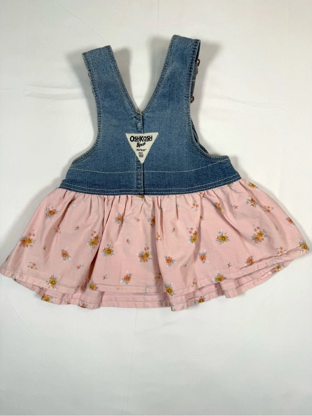 NWT OSHKOSH Girl Denim Floral Overall Jumper Dress 3M Cottagecore Farmhouse NEW